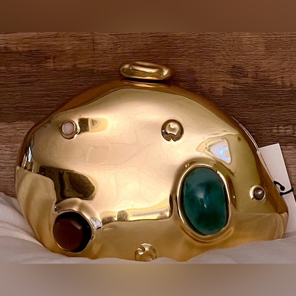 Zara Handbags - Zara NWT Gold Caja Metecrito Joya Jeweled Small Hard Case Crossbody Bag